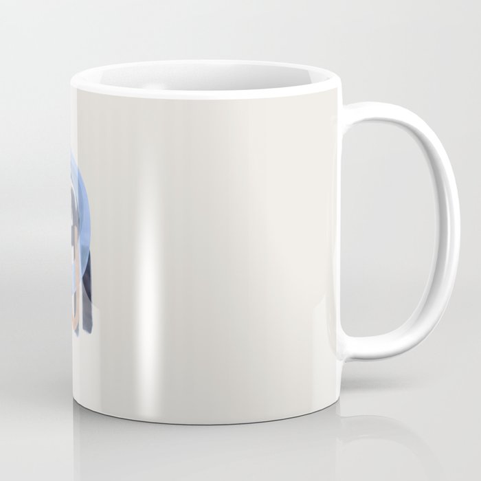 Midcentury Modern Minimalist Funky Cool Tribal Pattern Paynes Grey Pastel Blue Tan Shapes by Ejaaz Haniff Coffee Mug Gallery Image 1