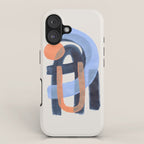 Midcentury Modern Minimalist Funky Cool Tribal Pattern Paynes Grey Pastel Blue Tan Shapes by Ejaaz Haniff iPhone Case Gallery Image 1