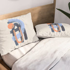 Midcentury Modern Minimalist Funky Cool Tribal Pattern Paynes Grey Pastel Blue Tan Shapes by Ejaaz Haniff Pillow Sham Gallery Image 2