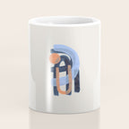 Midcentury Modern Minimalist Funky Cool Tribal Pattern Paynes Grey Pastel Blue Tan Shapes by Ejaaz Haniff Coffee Mug Gallery Image 4
