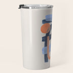 Midcentury Modern Minimalist Funky Cool Tribal Pattern Paynes Grey Pastel Blue Tan Shapes by Ejaaz Haniff Travel Mug Gallery Image 3