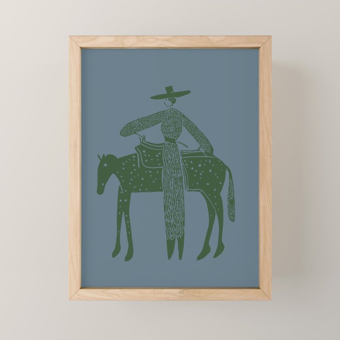 Solo Steady Seamoss â Cowgirl Art with Earthy Tones Mini Art Print