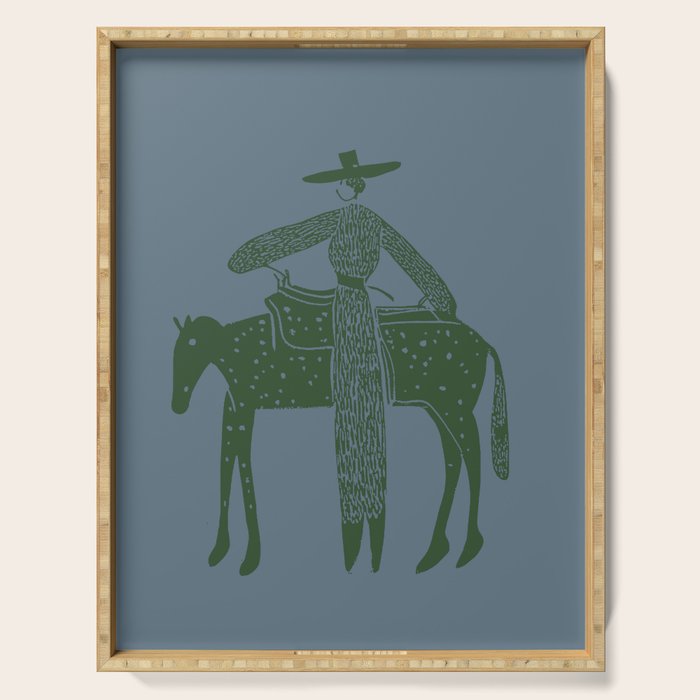 Solo Steady Seamoss â Cowgirl Art with Earthy Tones Serving Tray Gallery Image 1