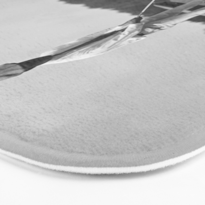 Pro golfer hitting golf ball off vintage car hood ornament on a dare par one 18th hole funny black and white golf sport photograph - photography - photographs Bath Mat Gallery Image 3