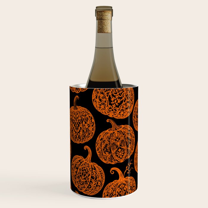 Lace Pumpkin Halloween Pattern Needle Bobbin Crochet Thread Wine Chiller Gallery Image 1