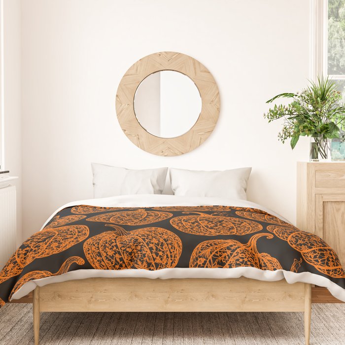 Lace Pumpkin Halloween Pattern Needle Bobbin Crochet Thread Duvet Cover Gallery Image 3