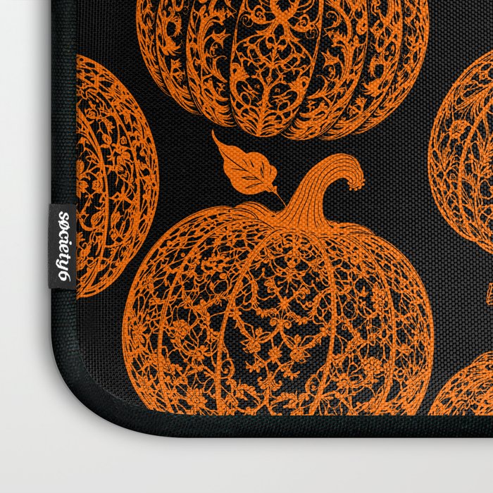 Lace Pumpkin Halloween Pattern Needle Bobbin Crochet Thread Laptop Sleeve Gallery Image 3