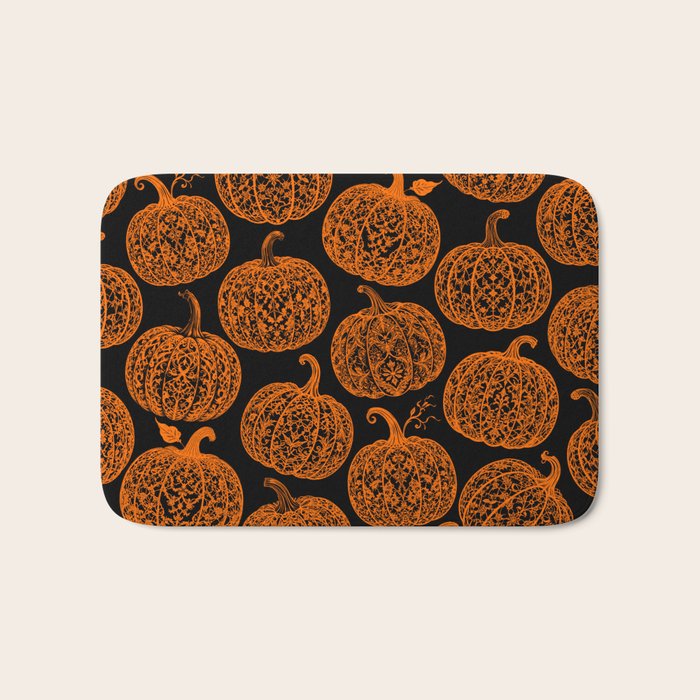 Lace Pumpkin Halloween Pattern Needle Bobbin Crochet Thread Bath Mat Gallery Image 1