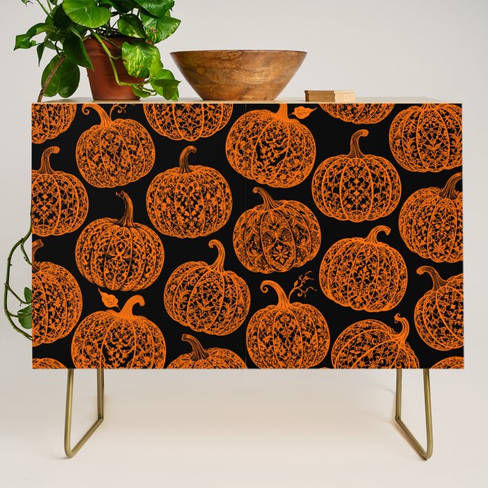 Lace Pumpkin Halloween Pattern Needle Bobbin Crochet Thread Credenza Gallery Image 1