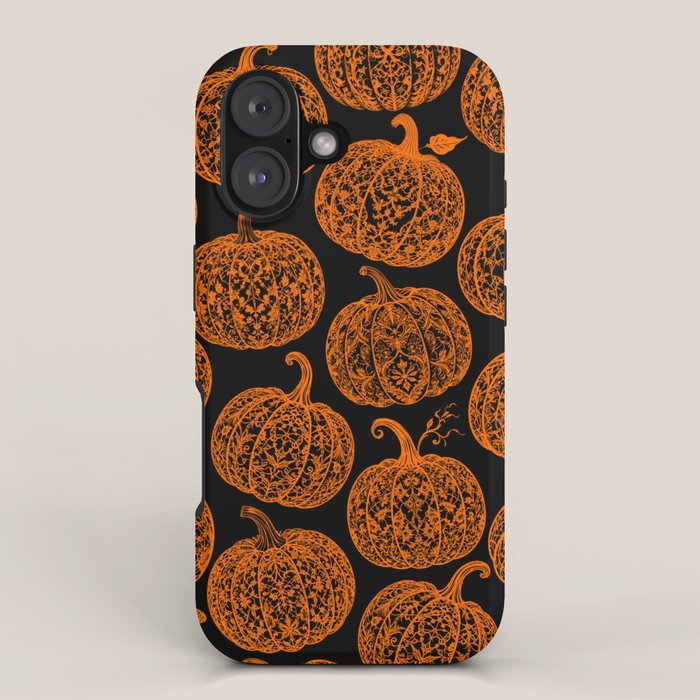 Lace Pumpkin Halloween Pattern Needle Bobbin Crochet Thread iPhone Case Gallery Image 1