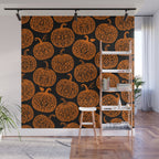 Lace Pumpkin Halloween Pattern Needle Bobbin Crochet Thread Wall Mural Gallery Image 1