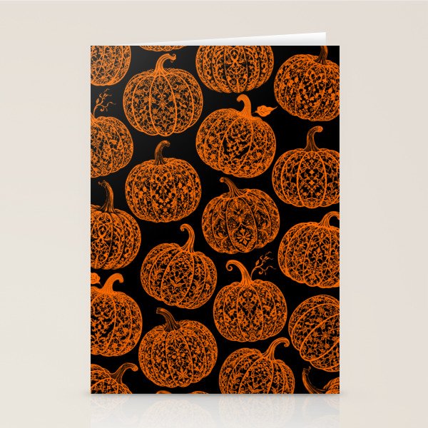 Lace Pumpkin Halloween Pattern Needle Bobbin Crochet Thread Stationery Card Gallery Image 1