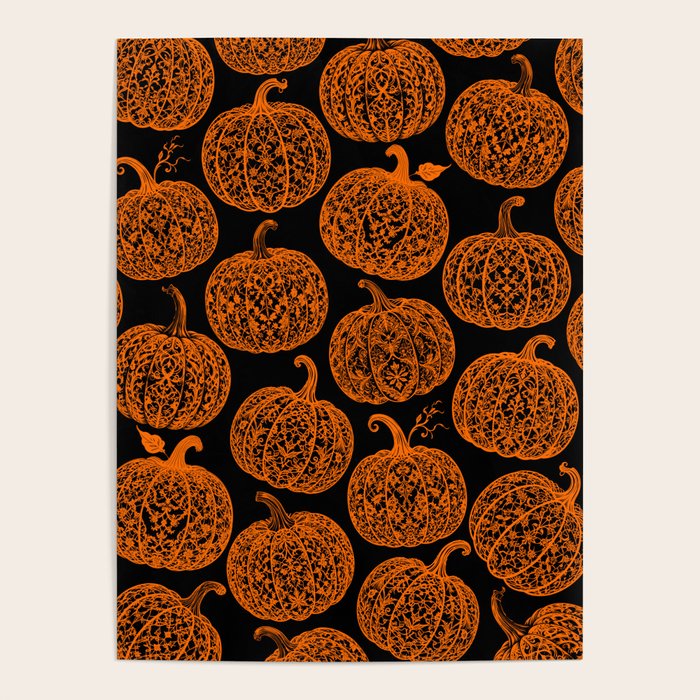 Lace Pumpkin Halloween Pattern Needle Bobbin Crochet Thread Poster Gallery Image 4