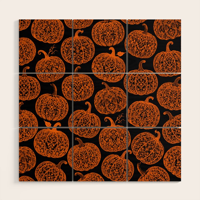 Lace Pumpkin Halloween Pattern Needle Bobbin Crochet Thread Wood Wall Art Gallery Image 1