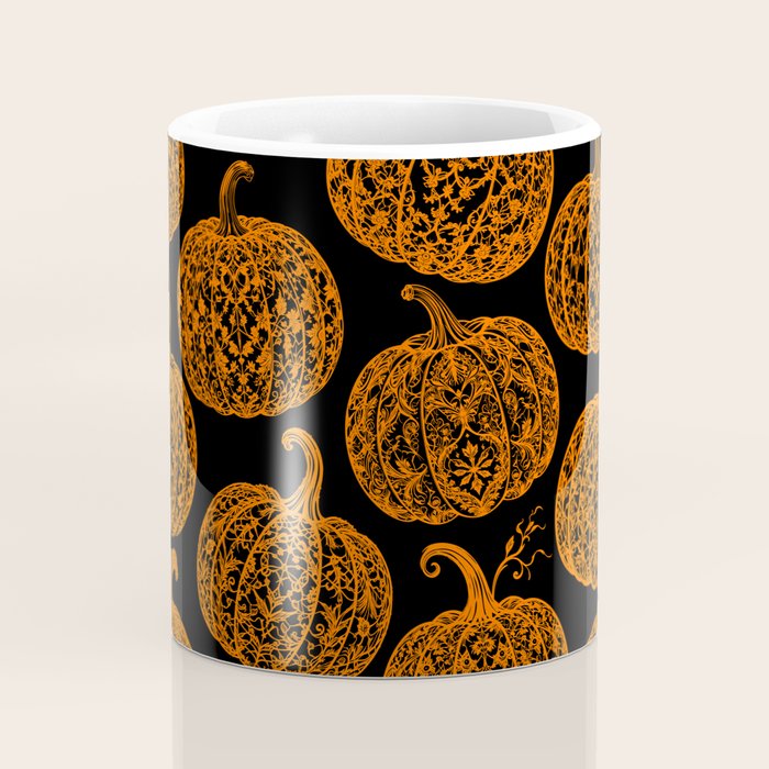 Lace Pumpkin Halloween Pattern Needle Bobbin Crochet Thread Coffee Mug Gallery Image 4