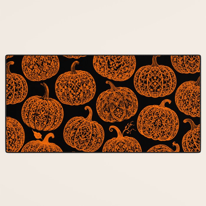 Lace Pumpkin Halloween Pattern Needle Bobbin Crochet Thread Desk Mat Gallery Image 3
