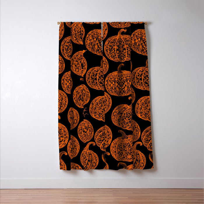 Lace Pumpkin Halloween Pattern Needle Bobbin Crochet Thread Window Curtain Gallery Image 3