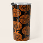 Lace Pumpkin Halloween Pattern Needle Bobbin Crochet Thread Travel Mug Gallery Image 3
