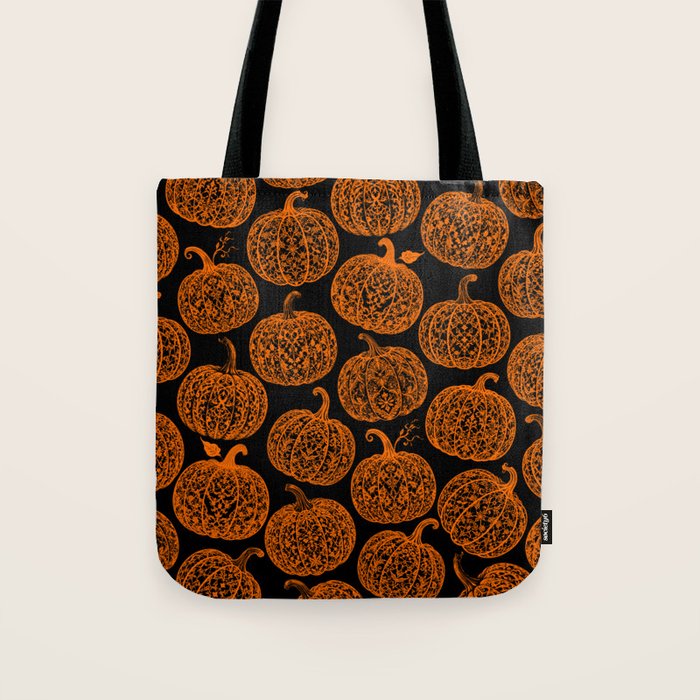 Lace Pumpkin Halloween Pattern Needle Bobbin Crochet Thread Tote Bag Gallery Image 1