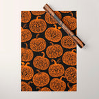 Lace Pumpkin Halloween Pattern Needle Bobbin Crochet Thread Wrapping Paper Gallery Image 1