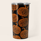 Lace Pumpkin Halloween Pattern Needle Bobbin Crochet Thread Travel Mug Gallery Image 1