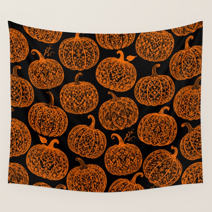 Lace Pumpkin Halloween Pattern Needle Bobbin Crochet Thread Wall Tapestry Gallery Image 4