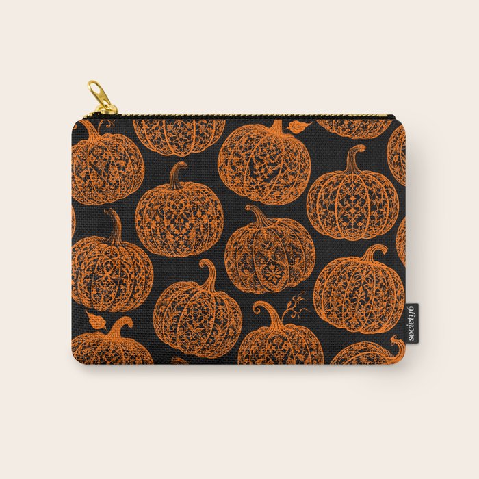 Lace Pumpkin Halloween Pattern Needle Bobbin Crochet Thread Carry All Pouch Gallery Image 1