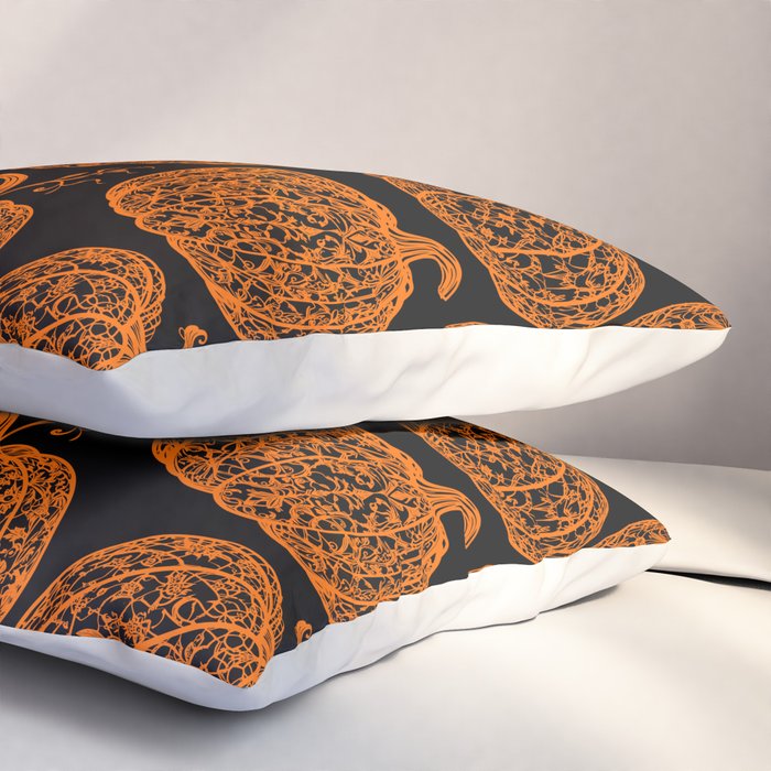 Lace Pumpkin Halloween Pattern Needle Bobbin Crochet Thread Pillow Sham Gallery Image 3