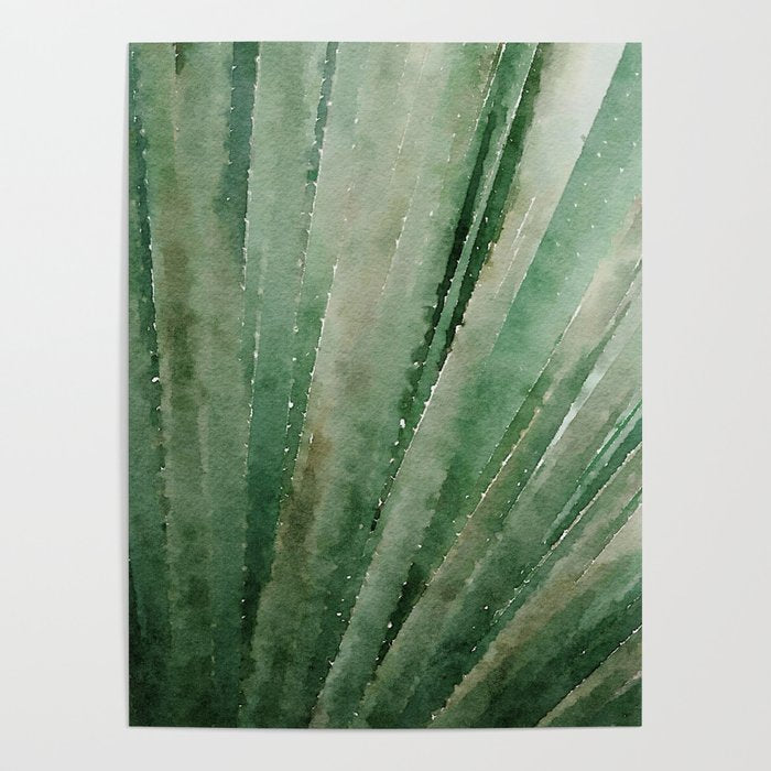 Palm Reading - Botanical Forest Sage Green Close Up Palm Leaf Watercolor Nature Art Print Poster Gallery Image 4