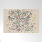 Wolf & Wild Apple Blossoms | Botanical Animal Art Welcome Mat Gallery Image 1
