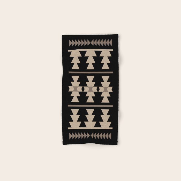 Southwestern Pattern 132 Black and Beige Bath Towel Gallery Image 1