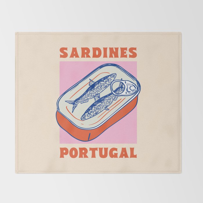 Retro Portugal Sardines in Tin Can Throw Blanket Gallery Image 2