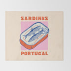 Retro Portugal Sardines in Tin Can Throw Blanket Gallery Image 2