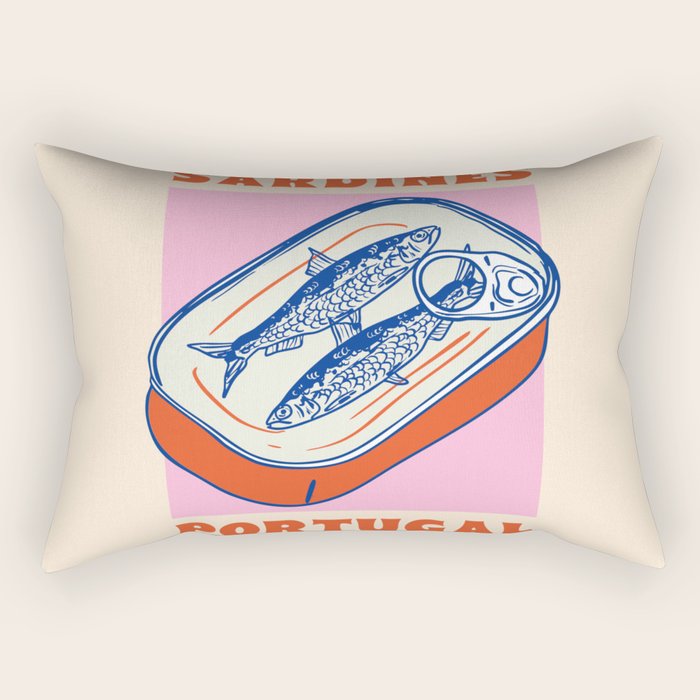 Retro Portugal Sardines in Tin Can Rectangular Pillow Gallery Image 2