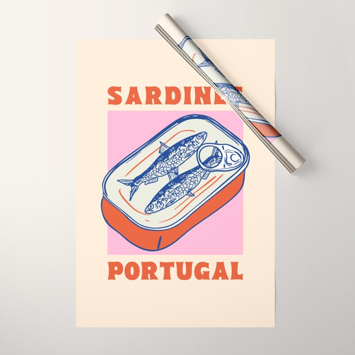 Retro Portugal Sardines in Tin Can Wrapping Paper Gallery Image 1