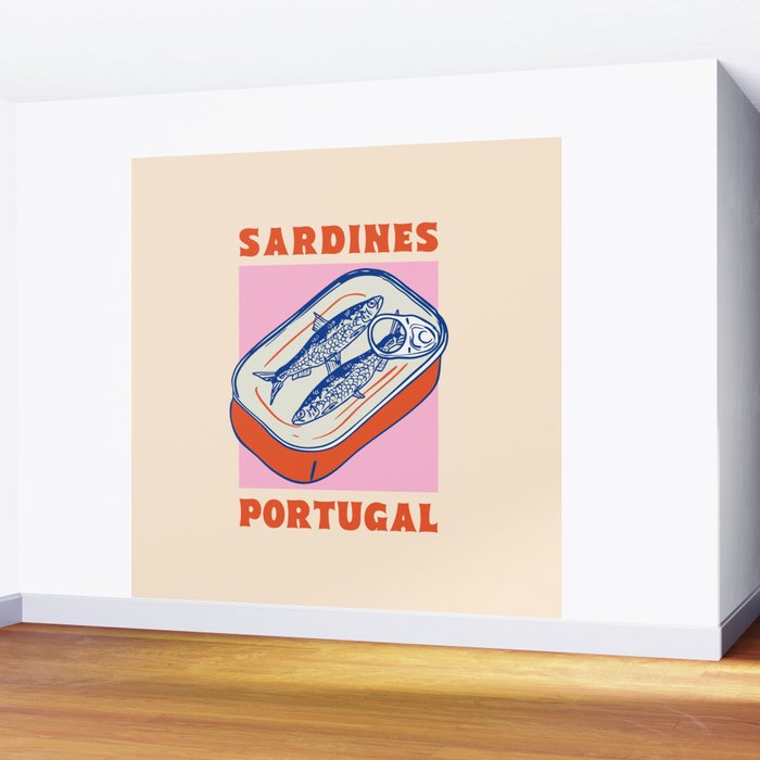 Retro Portugal Sardines in Tin Can Wall Mural Gallery Image 2