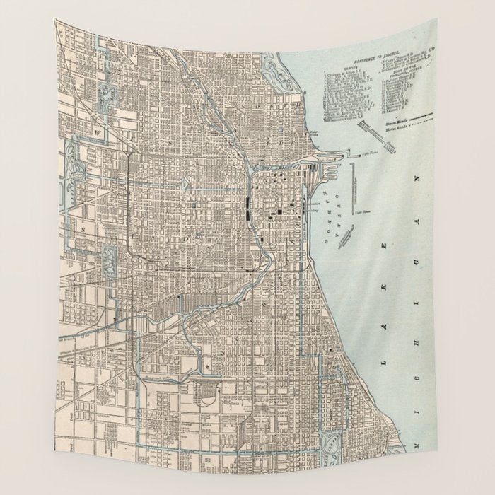 Vintage Map of Chicago (1893) Wall Tapestry Gallery Image 4