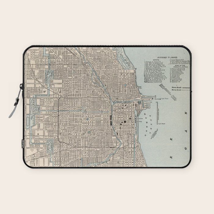 Vintage Map of Chicago (1893) Laptop Sleeve Gallery Image 1