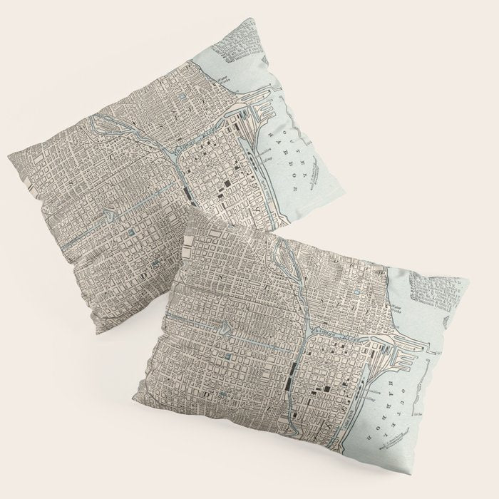 Vintage Map of Chicago (1893) Pillow Sham Gallery Image 1