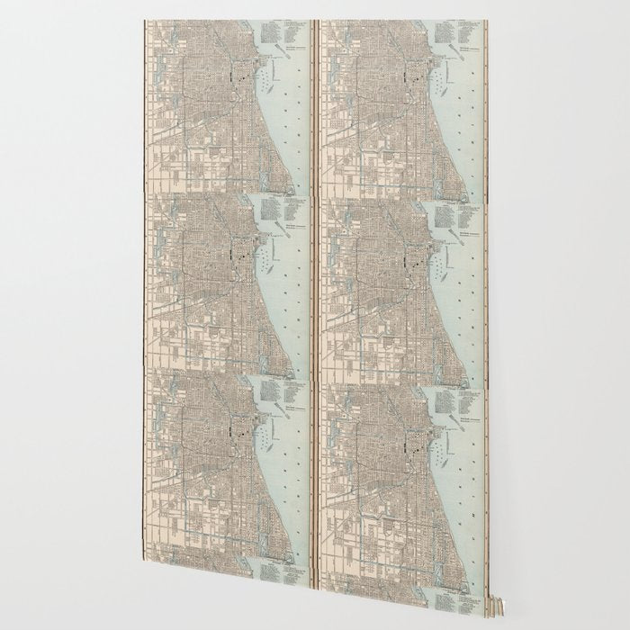 Vintage Map of Chicago (1893) Wallpaper Gallery Image 2