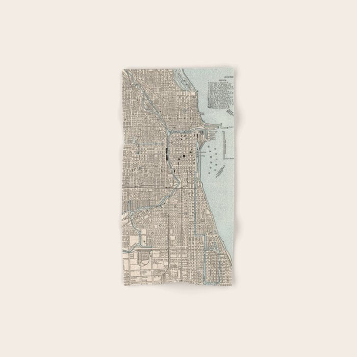 Vintage Map of Chicago (1893) Bath Towel Gallery Image 1