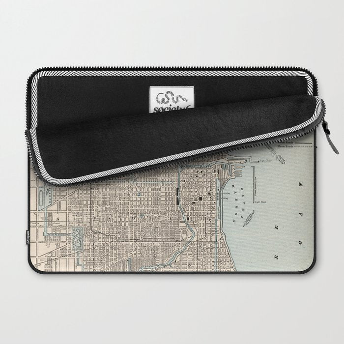Vintage Map of Chicago (1893) Laptop Sleeve Gallery Image 2