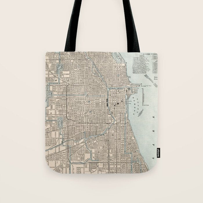 Vintage Map of Chicago (1893) Tote Bag Gallery Image 1