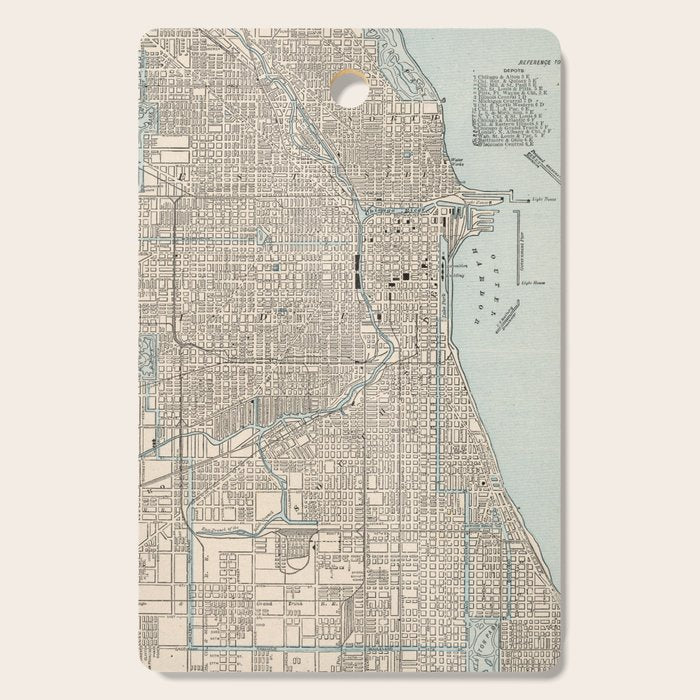 Vintage Map of Chicago (1893) Cutting Board Gallery Image 1