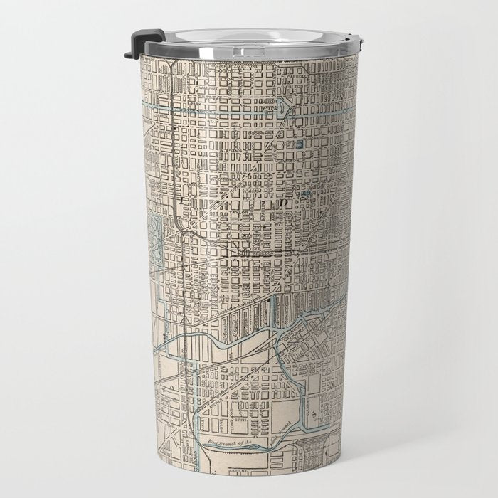 Vintage Map of Chicago (1893) Travel Mug Gallery Image 3