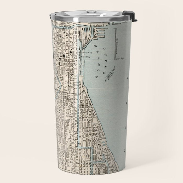 Vintage Map of Chicago (1893) Travel Mug Gallery Image 2