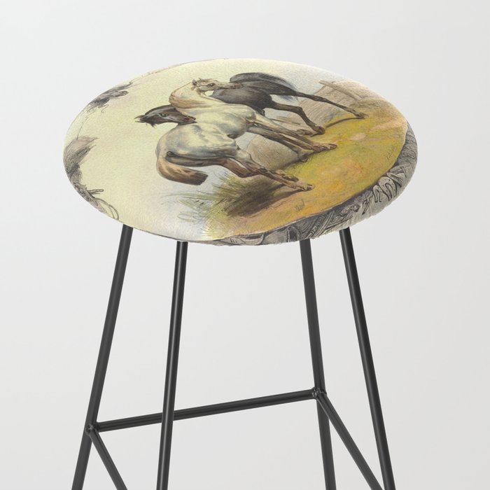 Arabian Horses - Equine Theme Vintage Illustration Stool Gallery Image 2