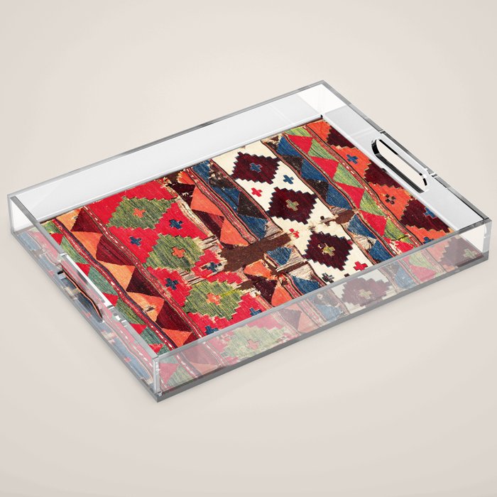 Haymana  Antique Ankara Turkish Kilim Fragment Print Acrylic Tray Gallery Image 1