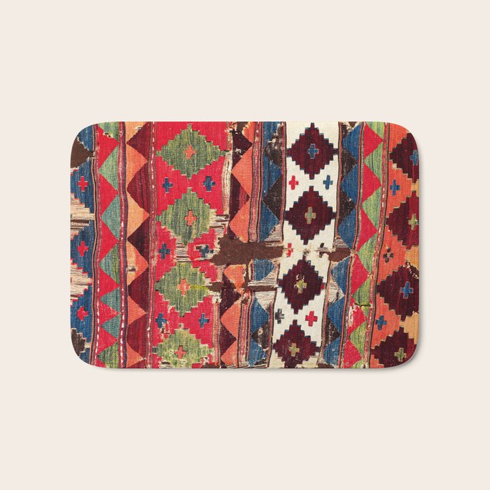 Haymana  Antique Ankara Turkish Kilim Fragment Print Bath Mat Gallery Image 1