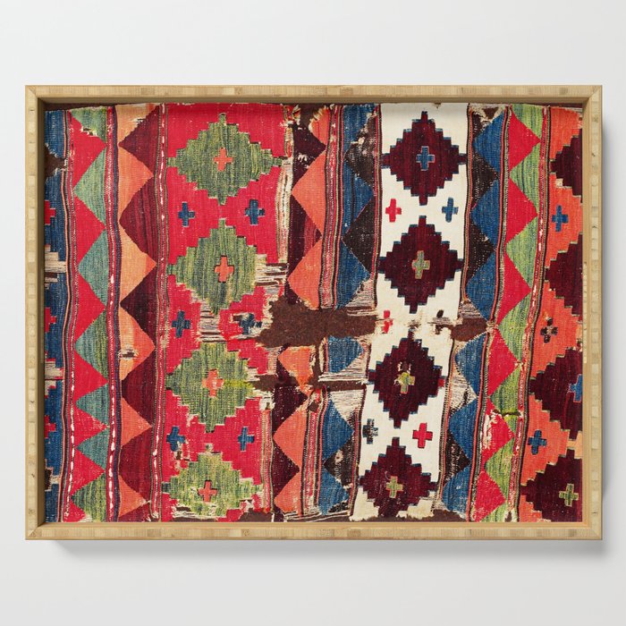 Haymana  Antique Ankara Turkish Kilim Fragment Print Serving Tray Gallery Image 1